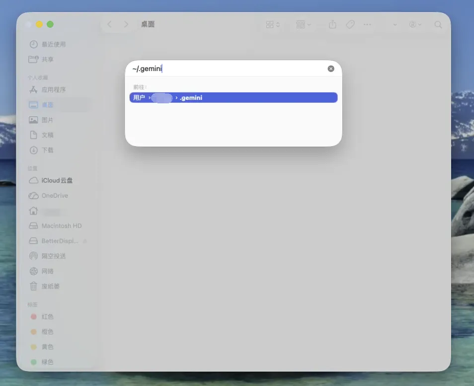 macOS 打开 Gemini 配置目录